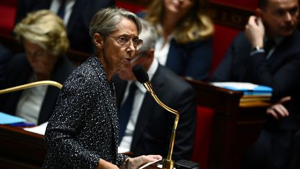 La Première ministre, Elisabeth Borne, le 18 octobre 2022 à l'Assemblée nationale à Paris. (CHRISTOPHE ARCHAMBAULT / AFP)