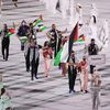 La délégation palestinienne défile lors de la cérémonie d'ouverture des Jeux olympiques de Tokyo le 23 juillet 2021. (MAXPPP)