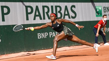 L'Américaine&nbsp;Cori Coco Gauff lors de son troisième tour à Roland-Garros, le 5 juin 2021. (VICTOR JOLY / JEAN CATUFFE)