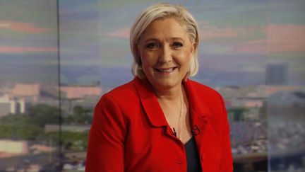 Marine Le Pen sur le plateau du journal de 20 heures de TF1, le 18 mai 2017. (FRANCOIS GUILLOT / AFP)