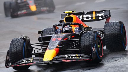 Sergio Perez sur la piste de Monaco, le 29 mai 2022. (ANDREJ ISAKOVIC / AFP)