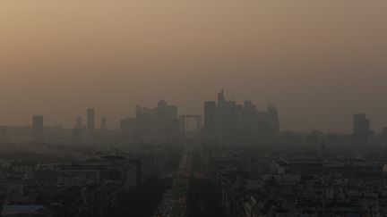 Le quartier de la D&eacute;fense dans un nuage de pollution, le 14 mars 2014, &agrave; Paris. (CITIZENSIDE / VÉRONIQUE GROPL)