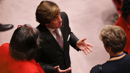 Nicolas de Rivière, représentant permanent de la France auprès des Nations unies, le 27 octobre 2022. (MICHAEL M. SANTIAGO / GETTY IMAGES NORTH AMERICA / VIA AFP)