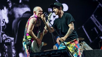 &nbsp; (Flea et Anthony Kiedis, les deux figures historiques des Red Hot Chili Peppers © Amy Harris/AP/SIPA)