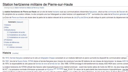 Capture d'&eacute;cran de l'article de Wikip&eacute;dia que la DCRI a voulu faire supprimer, en mars 2013.&nbsp; (WIKIPEDIA / FRANCETV INFO)