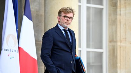 Le ministre de l'Agriculture Marc Fesneau quitte l'Élysée, le 24 janvier 2024. (JULIEN DE ROSA / AFP)