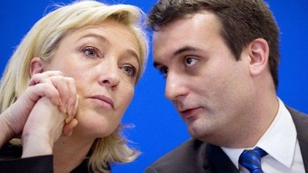 Marine Le Pen, présidente du FN, et Florian Philippot. (JOEL SAGET / AFP)