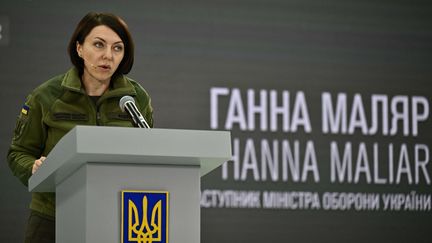 La vice-ministre ukrainienne de la Défense, Hanna Maliar, le 12 janvier 2023 à Kiev. (GENYA SAVILOV / AFP)