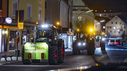 Des agriculteurs manifestant à Bad Wörishofen (Allemagne), le 28 janvier 2024. (MAXPPP)