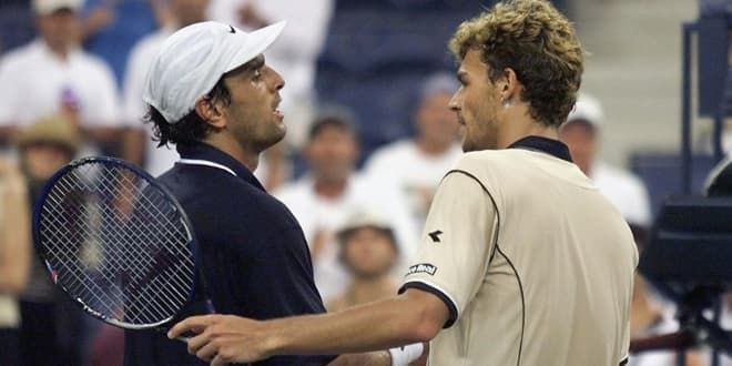 Cédric Pioline et Gustavo Kuerten en 1999 à l'US Open