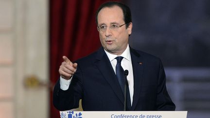 Fran&ccedil;ois Hollande, le 14 janvier 2014, lors de sa conf&eacute;rence de presse &agrave; l'Elys&eacute;e. (ALAIN JOCARD / AFP)