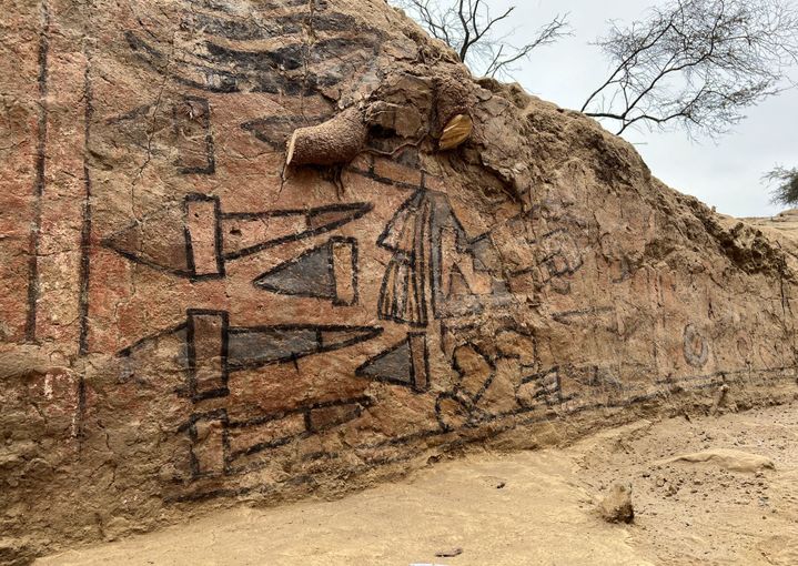 Fresque préhispanique découverte dans le nord du Pérou&nbsp; (SAM GHAVAMI / AFP)