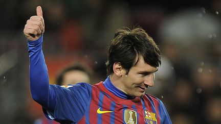 Lionel Messi,&nbsp;photographi&eacute; ici le 20 mars 2012 &agrave; Barcelone (Espagne), a un homonyme qui pourrait jouer la saison prochaine au SCO d'Angers. (LLUIS GENE / AFP)