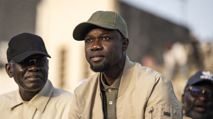 Ousmane Sonko lors d'une réunion de l'opposition avant son procès, à Dakar, au Sénégal, le 14 mars 2023. (JOHN WESSELS / AFP)