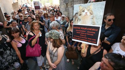 Mobilisation des associations de protection animale pour réclamer justice pour "Chevelu", le 17 juin 2017. (MAXPPP)