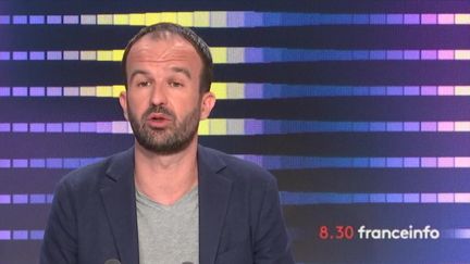 Manuel Bompard, directeur de campagne de Jean-Luc Mélenchon, candidat de la France insoumise à l'élection présidentielle, était mardi 22 mars l’invité du 8h30 franceinfo.&nbsp; (FRANCEINFO / RADIOFRANCE)