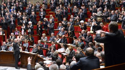 Le Premier ministre, Jean-Marc Ayrault, lors de la s&eacute;ance de questions au gouvernement &agrave; l'Assembl&eacute;e nationale, &agrave;&nbsp;Paris, le 10 avril 2013. (BERTRAND GUAY / AFP)