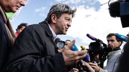 Jean-Luc M&eacute;lenchon, copr&eacute;sident du Parti de gauche, le 8 avril 2014, &agrave; Braud-et-Saint-Louis (Gironde). (  MAXPPP)