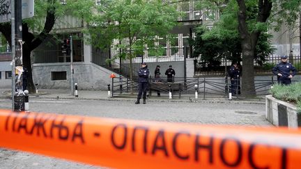 L'école visée par une attaque meurtrière à Belgrade, en Serbie, le 3 mai 2023. (OLIVER BUNIC / AFP)