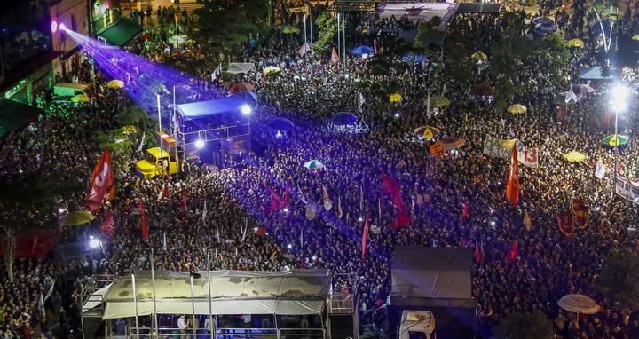 Meeting de Fernando Haddad à Sao Paulo le 24 octobre 2018 en lice pour la présidentielle au Brésil.&nbsp; (MIGUEL SCHINCARIOL / AFP)