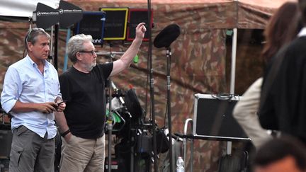 Ridley Scott (bras levé, tee-shirt noir) en tournage Rome le 5 juillet 2017
 (Tziziana Fabi / AFP)