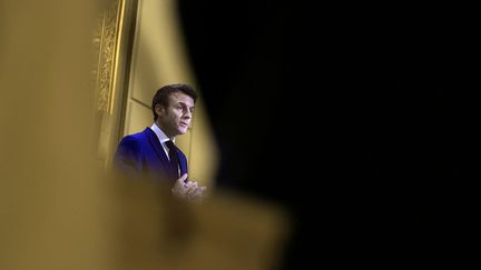 Emmanuel Macron à l'Elysée, en janvier 2023. (AURELIEN MORISSARD / POOL / AFP)