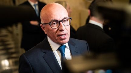 Eric Ciotti, le président des Républicains, à l'Assemblée nationale, à Paris, le 20 mars 2023. (XOSE BOUZAS / HANS LUCAS / AFP)