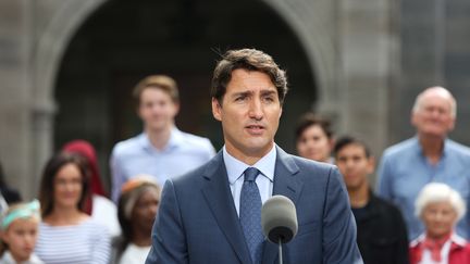 Le Premier ministre canadien, Justin Trudeau, lors d'un discours à Ottawa, le 11 septembre 2019.&nbsp; (DAVE CHAN / AFP)