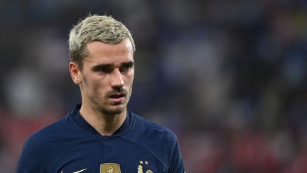 Antoine Griezmann, attaquant de l'équipe de France de football lors du match France Danemark, à Doha (Qatar), le 26 novembre 2022. (FRANCK FIFE / AFP)