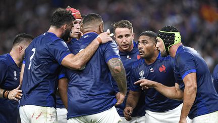 Les joueurs du XV de France, lors de la Coupe du monde de rugby, le 21 septembre 2023. (VICTOR JOLY / AFP)