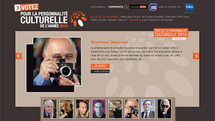 La page de Radio France invitant les internautes à voter pour la "personnalité culturelle de l'année 2010