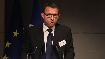 David Le Bars, lors du 38e congrès du Syndicat des Commissaires de la Police Nationale en avril 2018.&nbsp; (LUDOVIC MARIN / AFP)