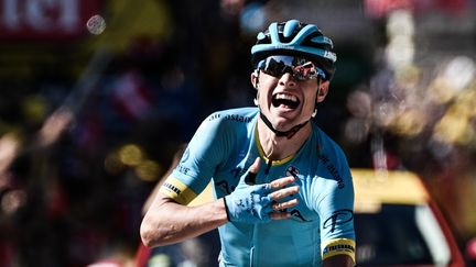 Le coureur&nbsp;danois Magnus Cort Nielsen, vainqueur de la 15e étape du Tour de France à&nbsp;Carcassonne (Aude), le 22 juillet 2018.&nbsp; (JEFF PACHOUD / AFP)