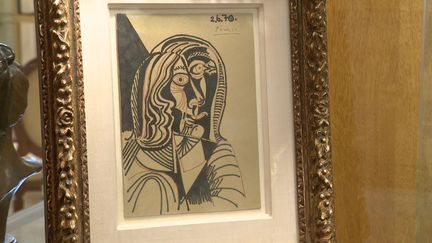 "Tête de femme", un dessin sur carton, réalisé au crayon feutre par le maître espagnol en 1970. (France 3 Provence-Alpes)