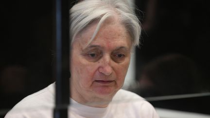 Monique Olivier à l'ouverture de son procès devant la cour d'assises des Hauts-de-Seine, à Nanterre, le 28 novembre 2023. (MIGUEL MEDINA / AFP)