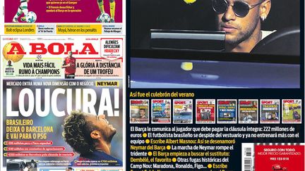 Le transfert de Neymar truste les unes de la presse française et européenne. (FRANCEINFO)