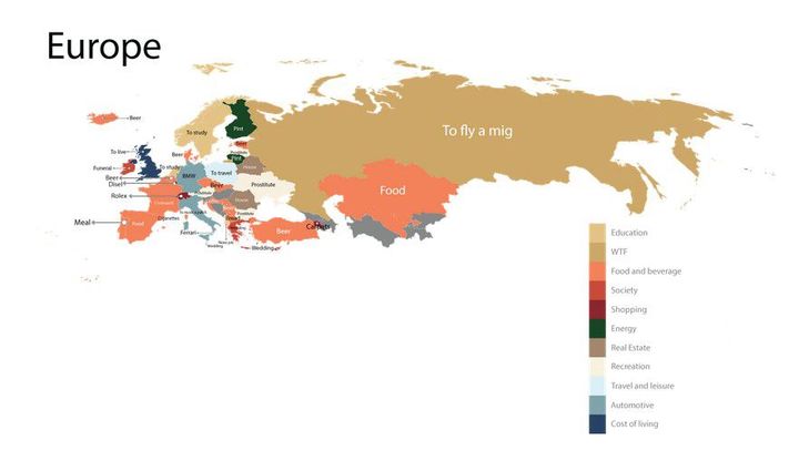 Une carte des requêtes les plus fréquentes sur Google en Europe (Fixr)