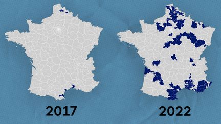 L'évolution du score du Rassemblement national aux élections législatives. (FRANCEINFO)