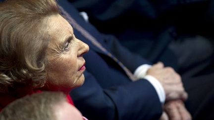 Liliane Bettencourt, le 18 octobre 2010, au musée Branly à Paris pour la remise d'un prix de sa Fondation (AFP / Fred Dufour)