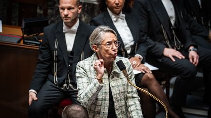 Elisabeth Borne à l'Assemblée nationale, le 14 novembre 2023. (XOSE BOUZAS / HANS LUCAS / AFP)