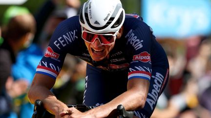 Mathieu van der Poel lors de sa victoire sur la 2e étape du Tour de France, le 27 juin.&nbsp;&nbsp; (MICHAEL STEELE / AFP)