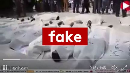 Capture d'écran d'une vidéo censée montrer de "faux morts" palestiniens. (CAPTURE D'ÉCRAN TWITTER)