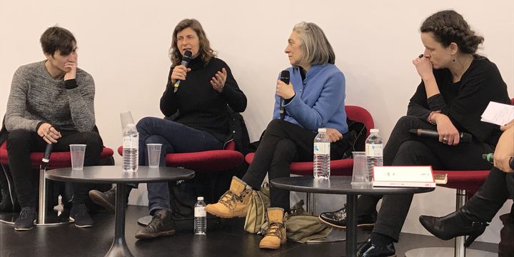 David Lopez, Olivia Rosenthal, Nicole Caligaris, Lucie Desaubliaux au Salon Livre Paris le 19 mars 2018
