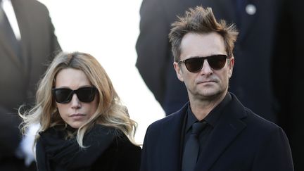 Laura Smet et David Hallyday&nbsp;à l'enterrement de leur père Johnny Hallyday, le 9 décembre 2017 à Paris. (MAXPPP)