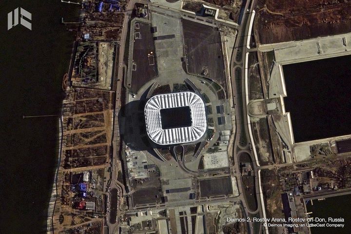 L'Arena de Rostov-sur-le-Don est une enceinte de 45 000 places, spécialement construite pour l'épreuve. (DEIMOS IMAGING / URTHECAST)