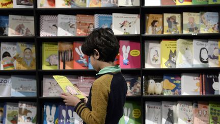 Image d'illustration. Un petit garçon choisit un livre lors du Salon du livre de Montreuil de 2014.&nbsp; (STEPHANE DE SAKUTIN / AFP)