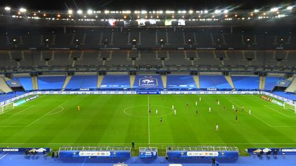 L'enceinte du Stade de France à Saint-Denis, lors d'un match amical France-Finlande le 11 novembre 2020. (PHILIPPE MILLEREAU / AFP)