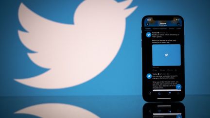 Le réseau social Twitter sur un smartphone, le 25 février 2021.&nbsp;&nbsp; (LIONEL BONAVENTURE / AFP)