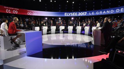 Les candidats à la présidentielle lors du "Grand Débat" de BFMTV et CNews, le 4 avril 2017. (AFP)