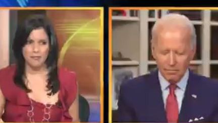 La fausse vidéo montrant le candidat Joe Biden s'assoupissant pendant une interview. (CAPTURE D'ECRAN TWITTER)